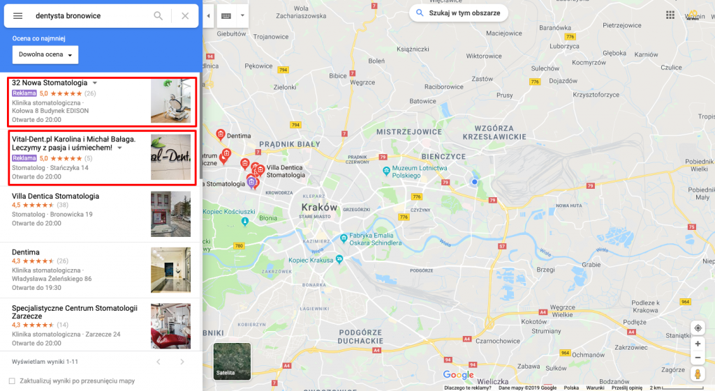 Lokalne reklamy w Mapach Google