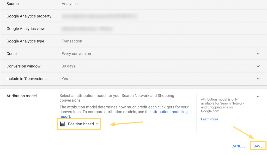 Changing attribution model in Google Ads step 4