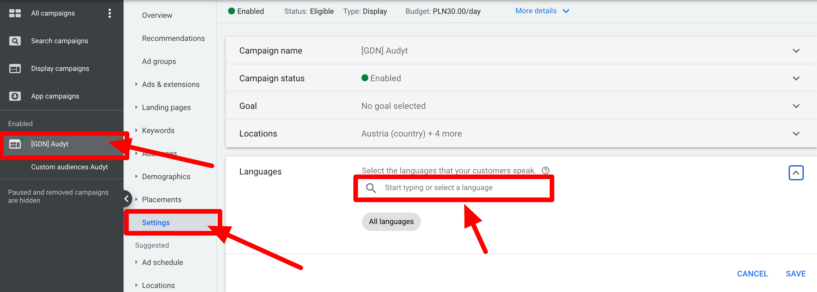 Are you sure you are targeting your Google Ads campaigns in the right language?